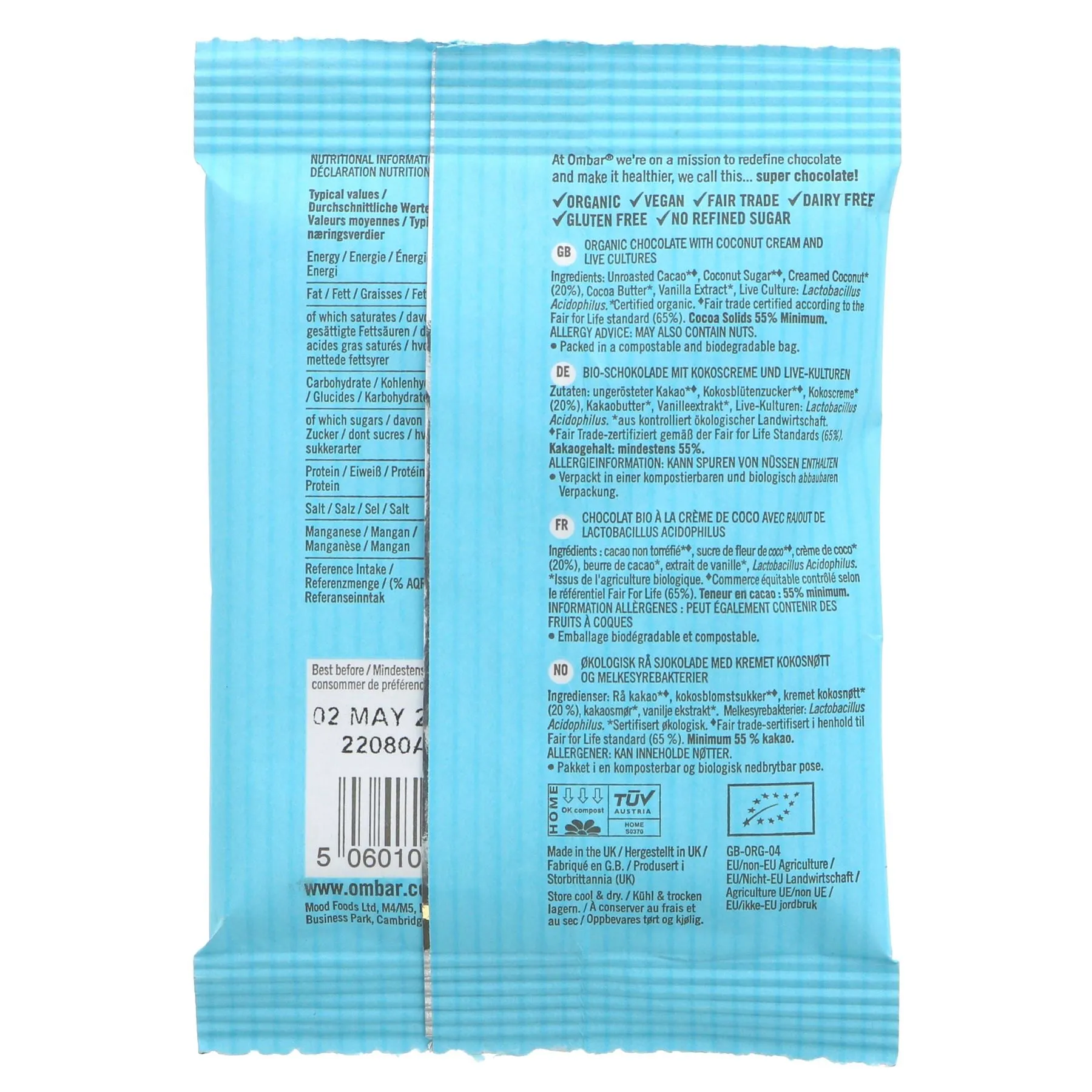 Ombar | Coco Mylk Chocolate Buttons | 25g