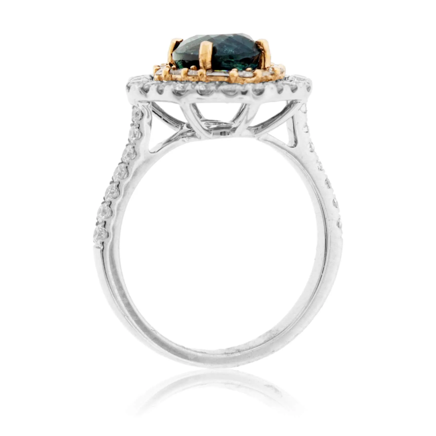 Oval Alexandrite & Diamond Burst with Baguette Halo Style Ring