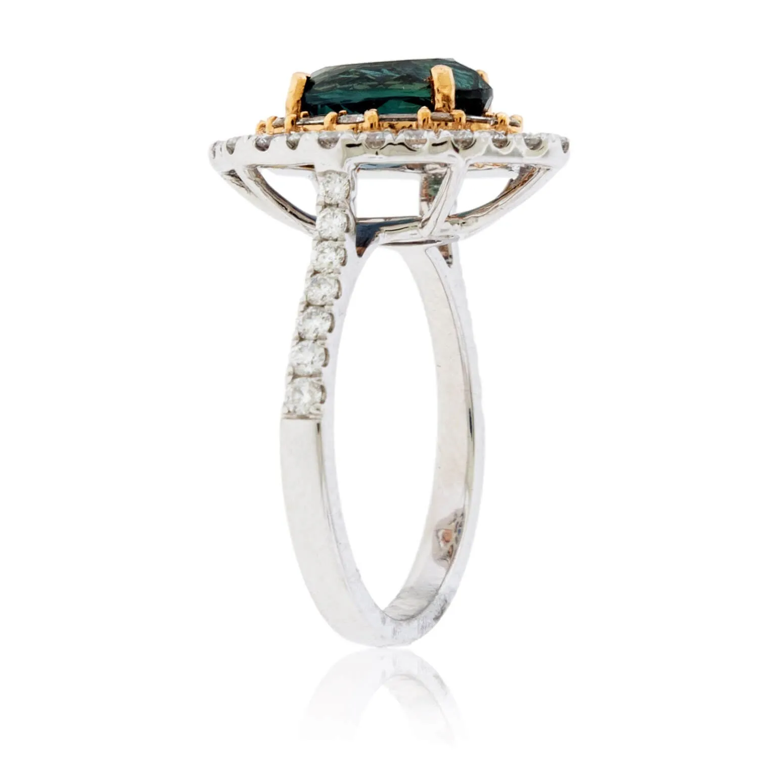 Oval Alexandrite & Diamond Burst with Baguette Halo Style Ring