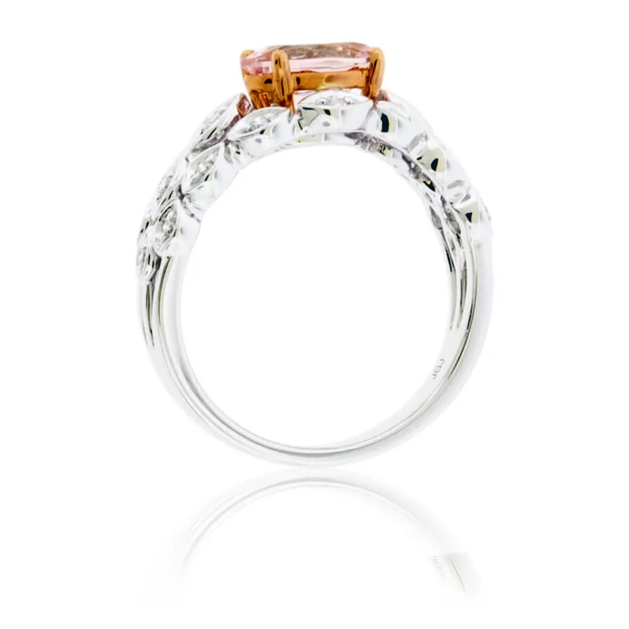 Oval East-West Morganite & Diamond Ring