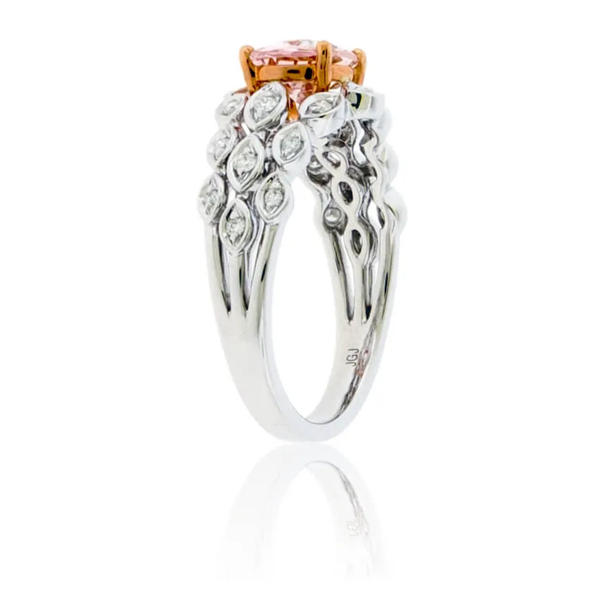 Oval East-West Morganite & Diamond Ring