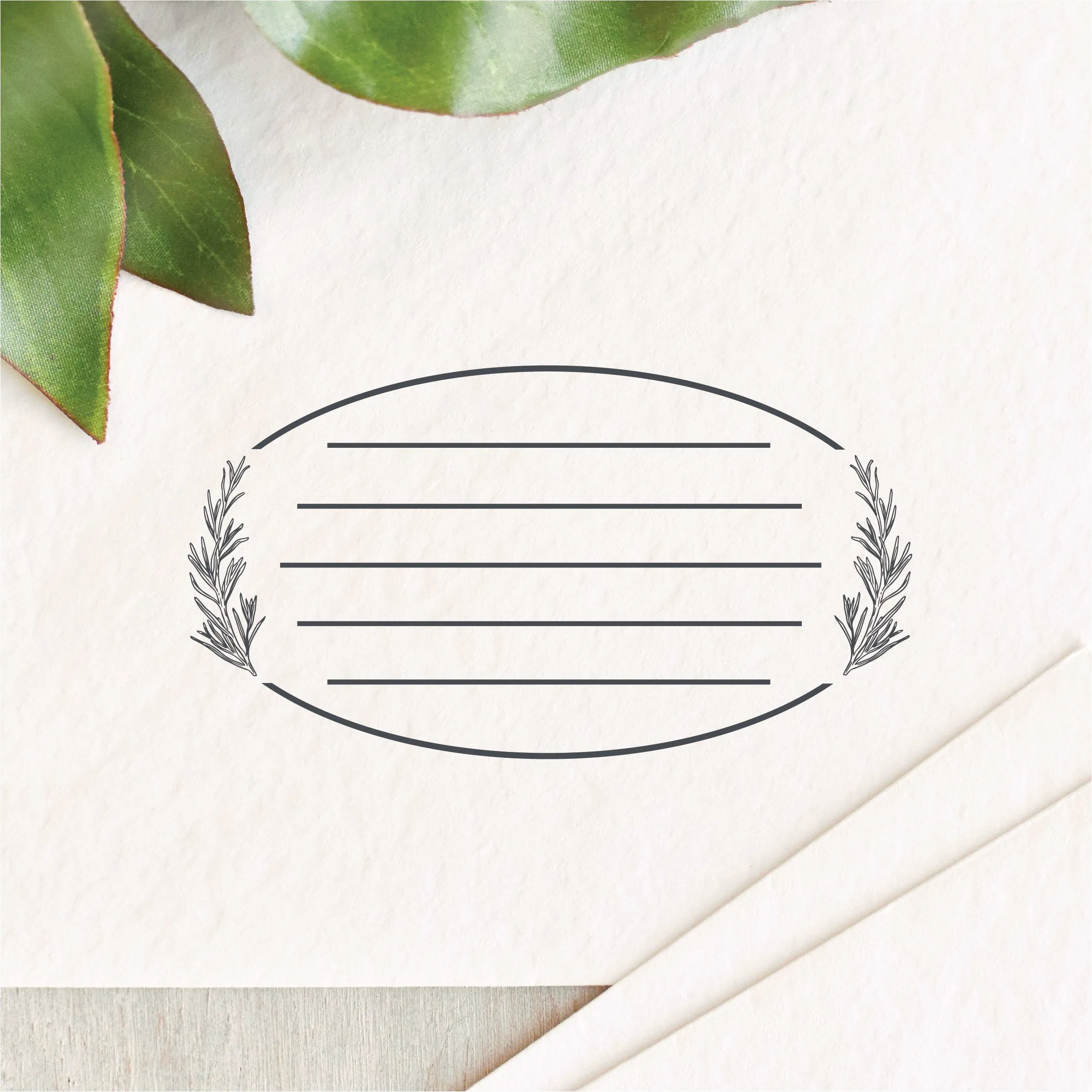 Oval Rosemary Envelope Address Lines Stamp