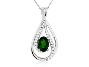 Oval Russalite and Diamond Open Halo Pendant