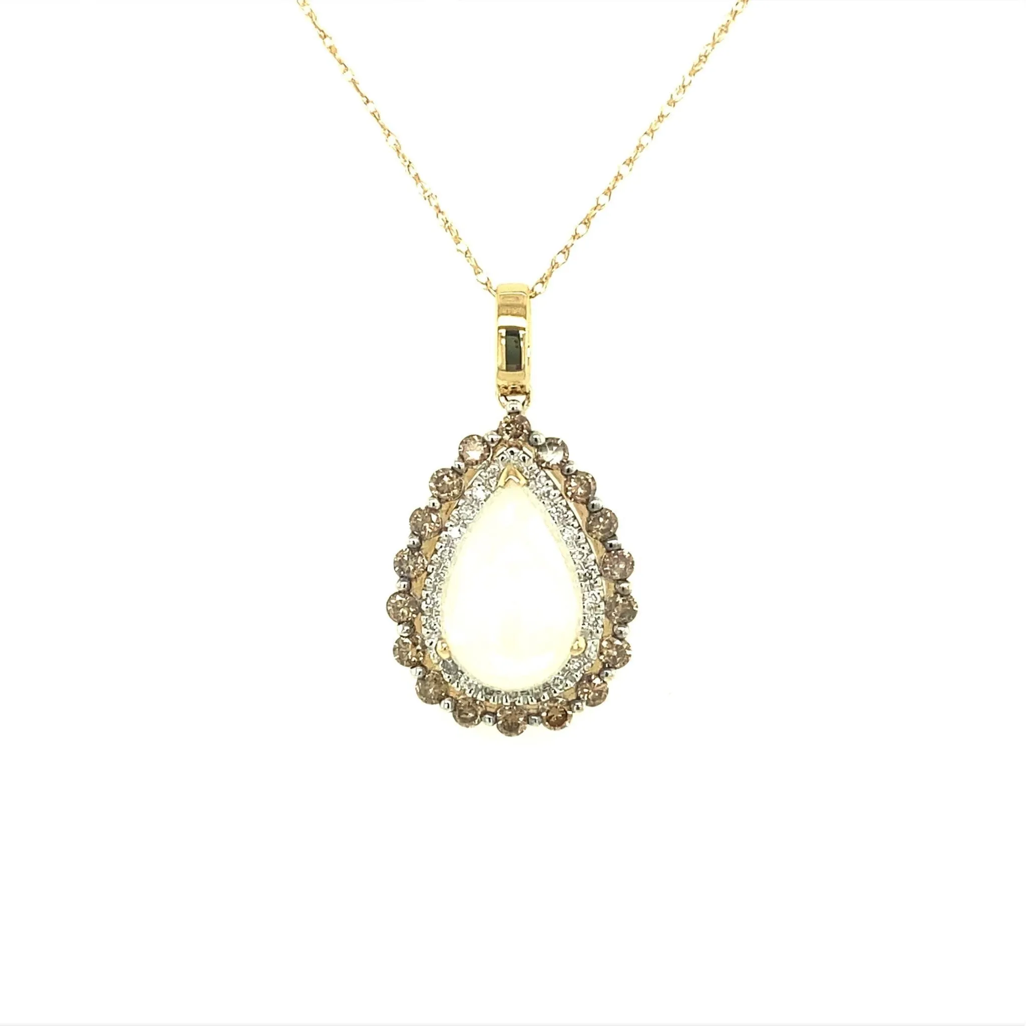 Pear Shaped Opal and Diamond Pendant