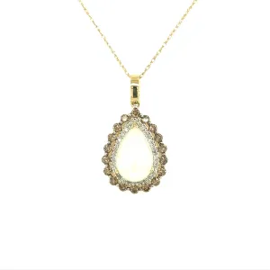 Pear Shaped Opal and Diamond Pendant