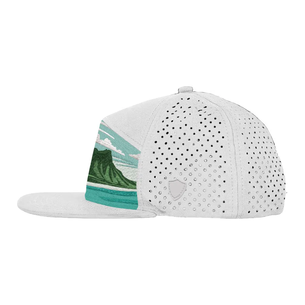 Performance Flat Bill Snapback | Diamond Head View | White