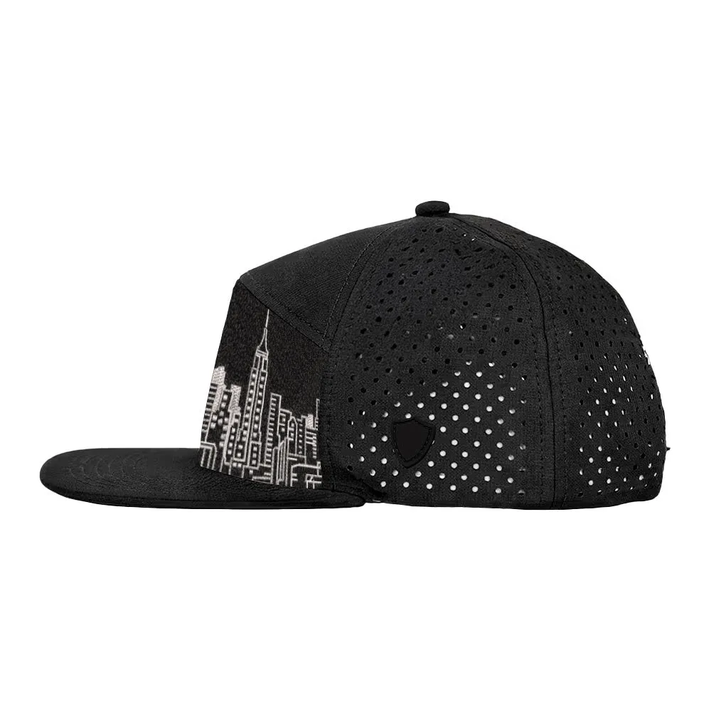 Performance Flat Bill Snapback | Midnight Skyline | Black