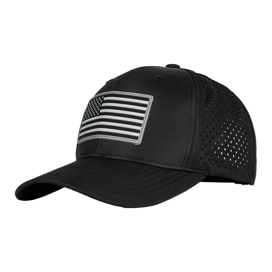 Performance Snapback| Blackout American Flag | Black