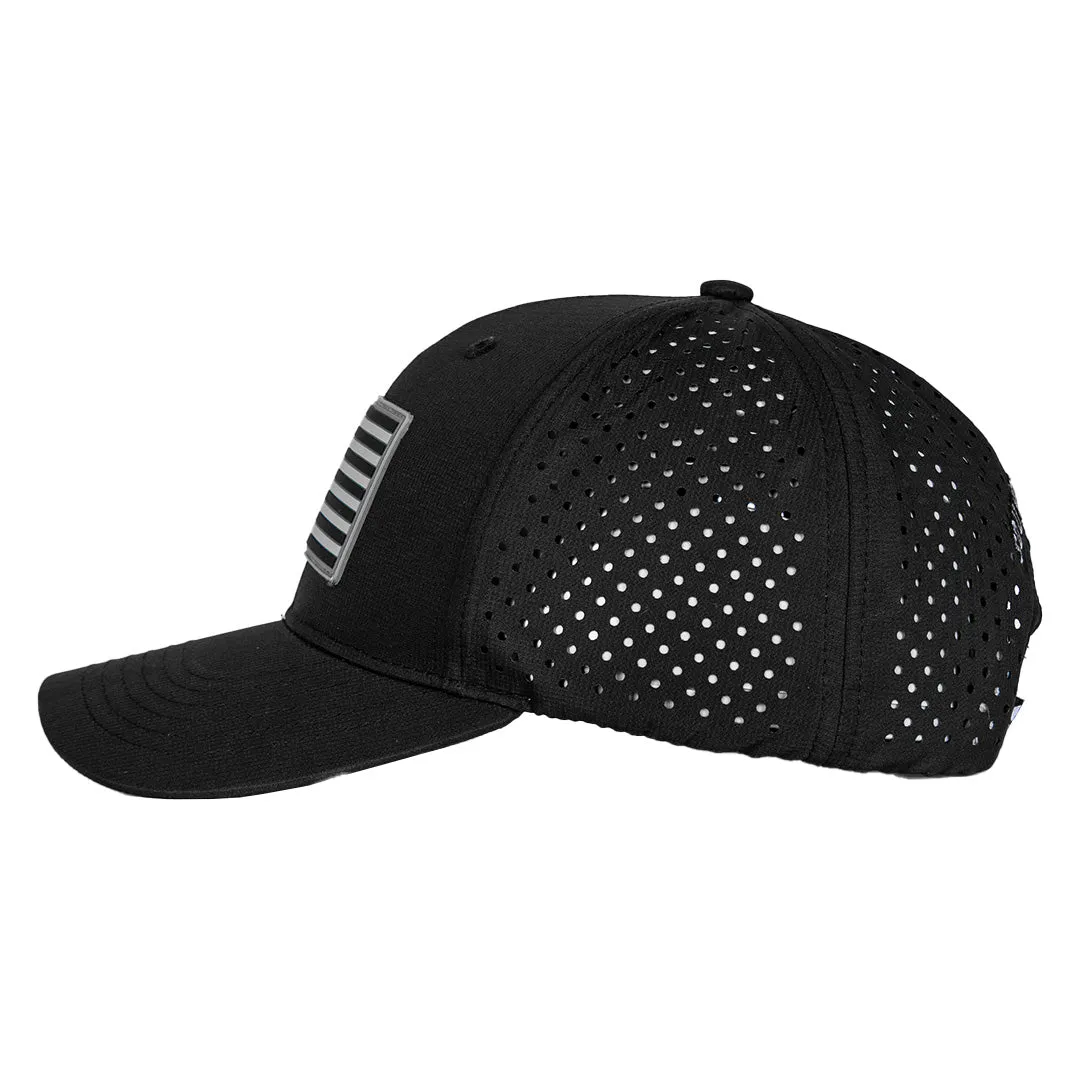 Performance Snapback| Blackout American Flag | Black