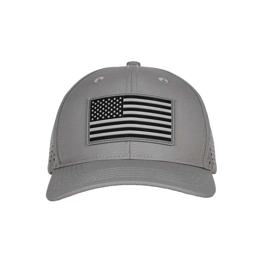 Performance Snapback | Blackout American Flag | Grey