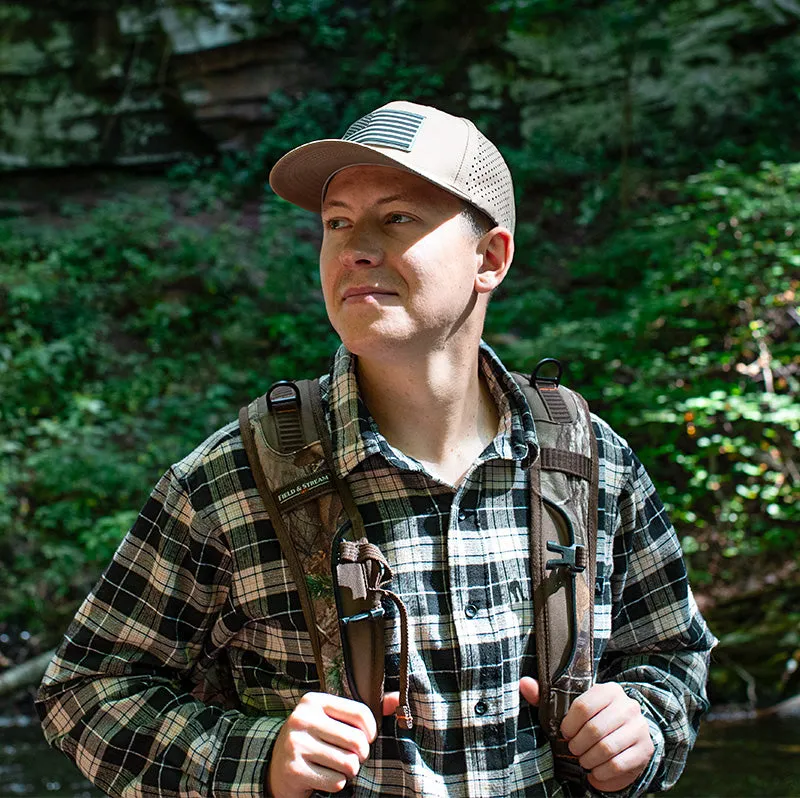 Performance Snapback | Blackout American Flag | Khaki