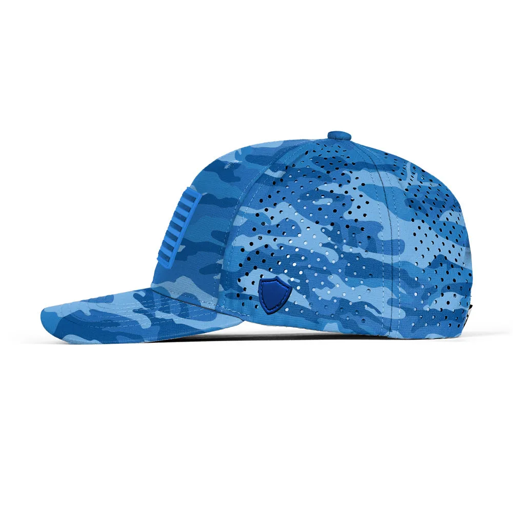 Performance Snapback | Blue Military Camo