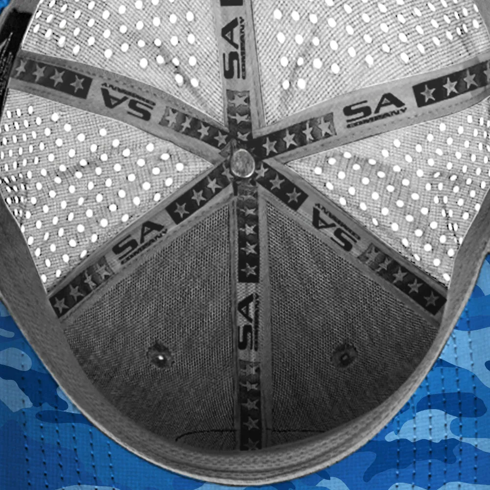 Performance Snapback | Blue Military Camo