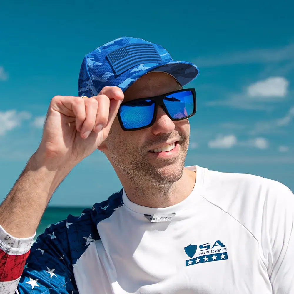 Performance Snapback | Blue Military Camo