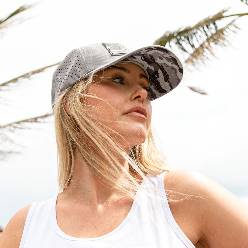 Performance Snapback | SOA Flag | Grey Mili Camo