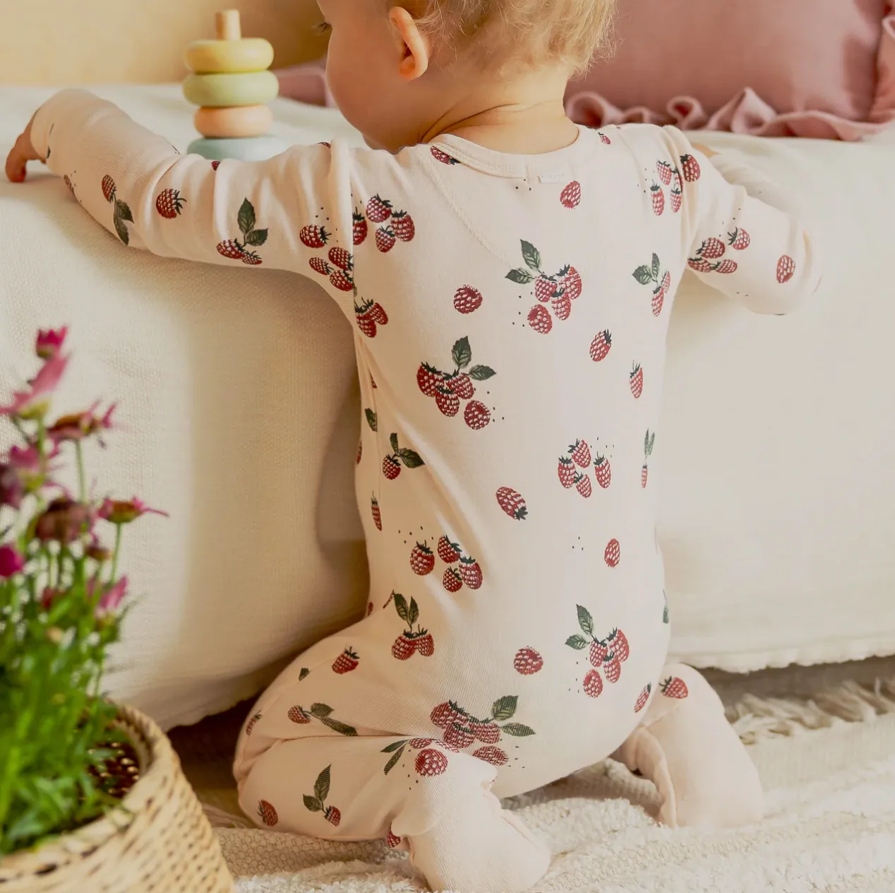 Petit Lem Raspberry Print Playsuit Cherry Blossom