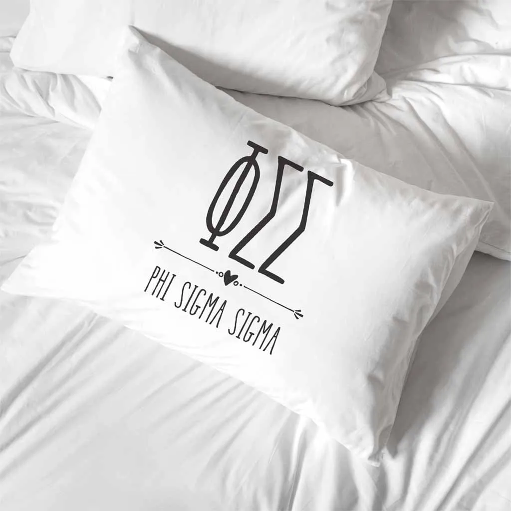 Phi Sigma Sigma Boho Greek Letters and Name Pillowcase