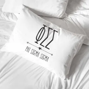 Phi Sigma Sigma Boho Greek Letters and Name Pillowcase