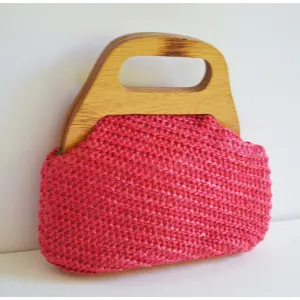 Pink Bermuda Style Straw Purse