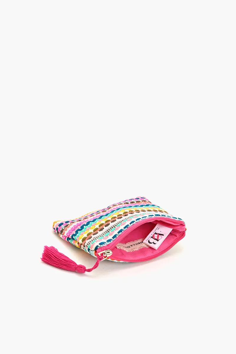 Pink Handwoven Jacquard Coin Bag