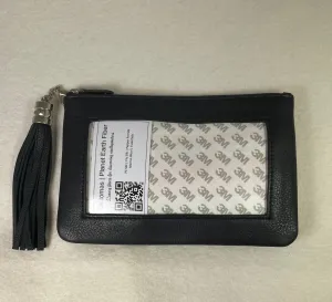 Planet Earth Lamb Skin Pouch with Tassel / Black