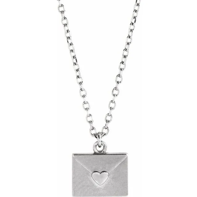 Platinum Heart Envelope 16-18" Necklace