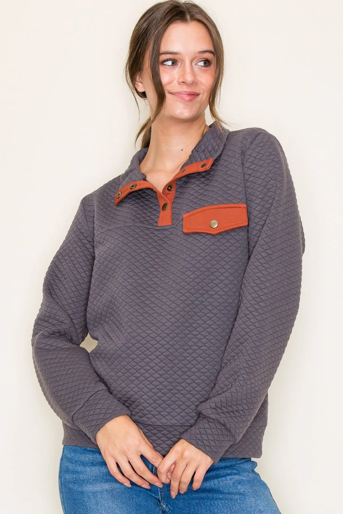 Polo Collar Pullover Top