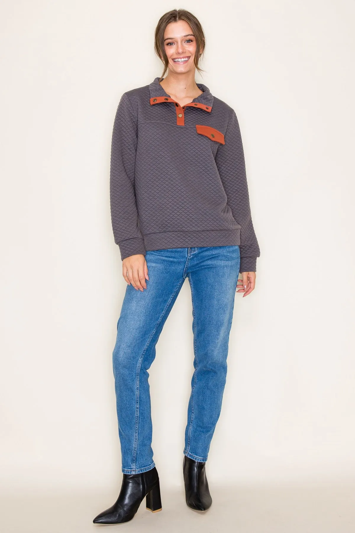 Polo Collar Pullover Top