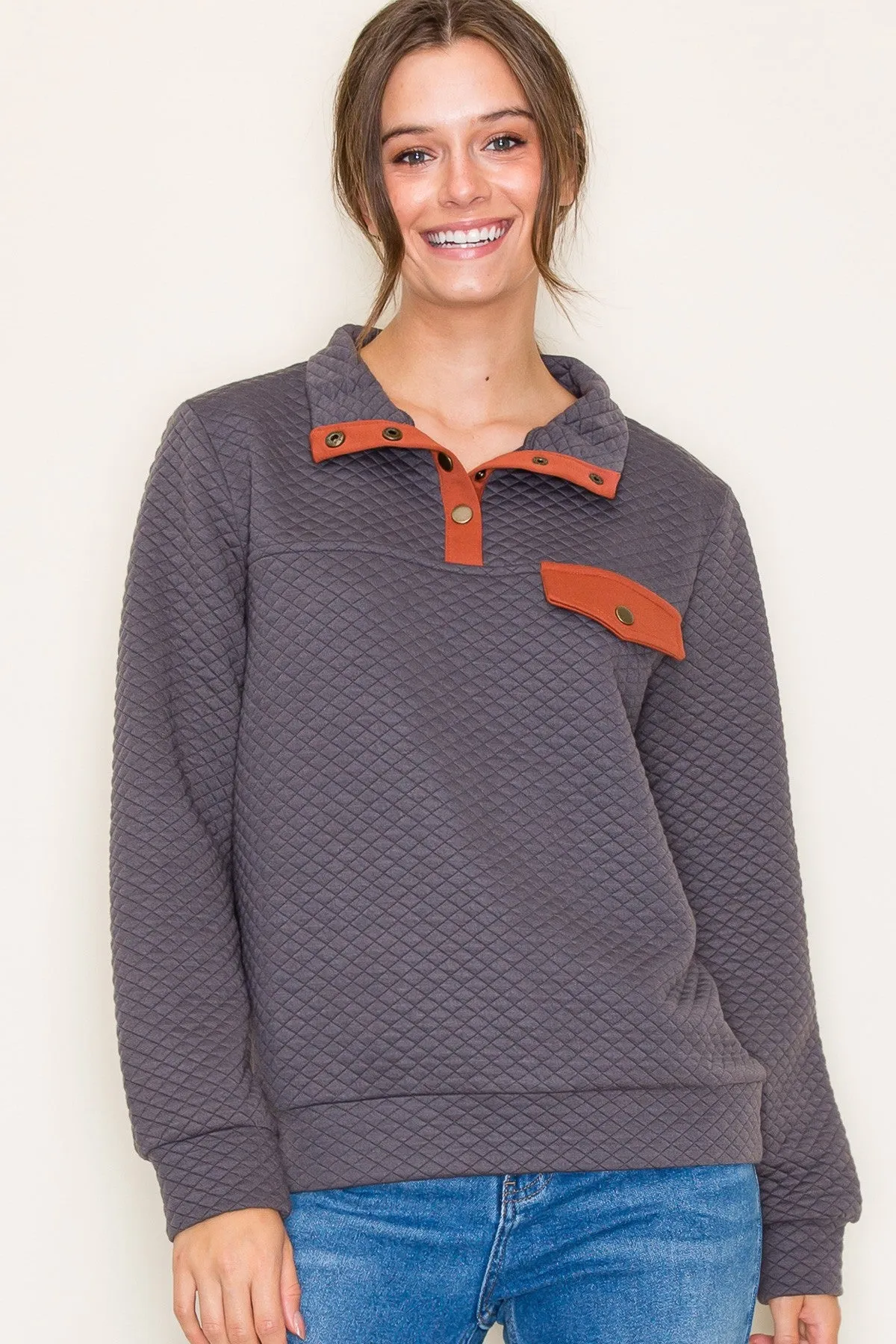 Polo Collar Pullover Top