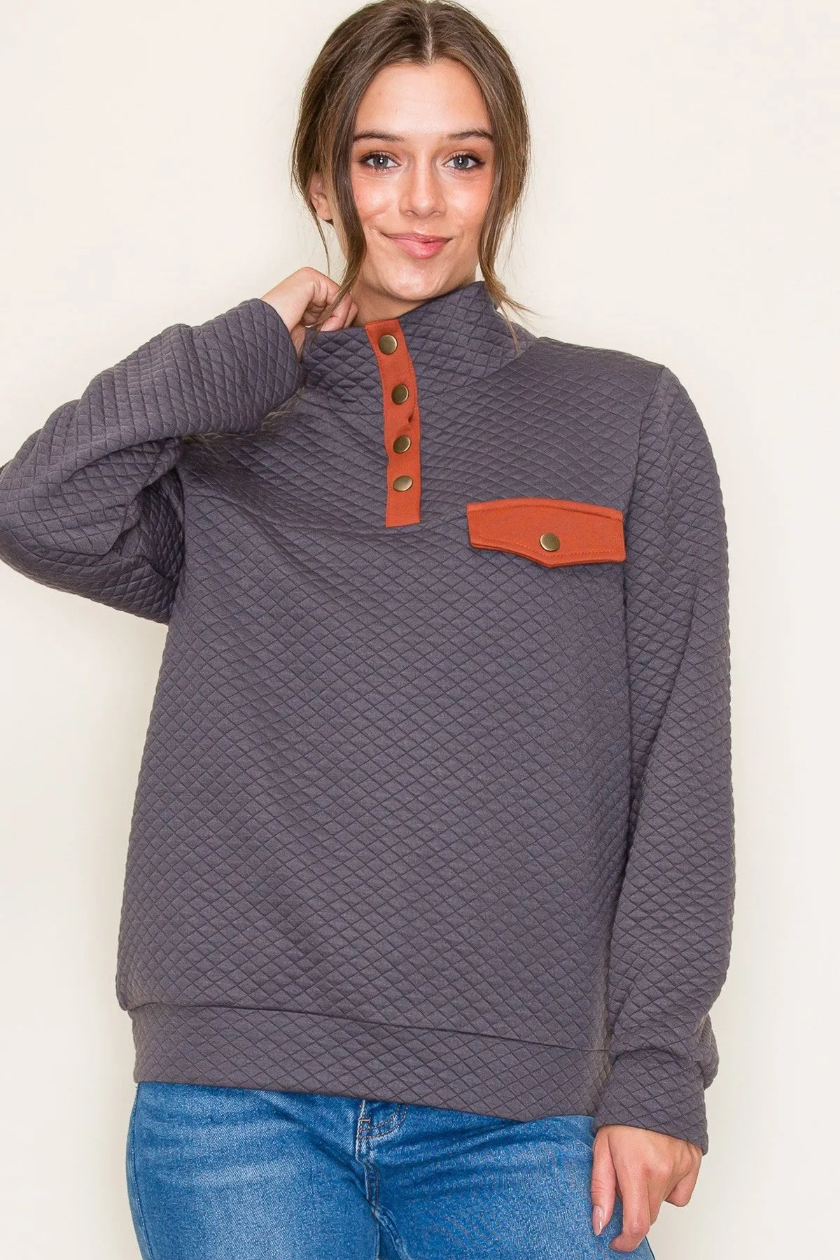 Polo Collar Pullover Top