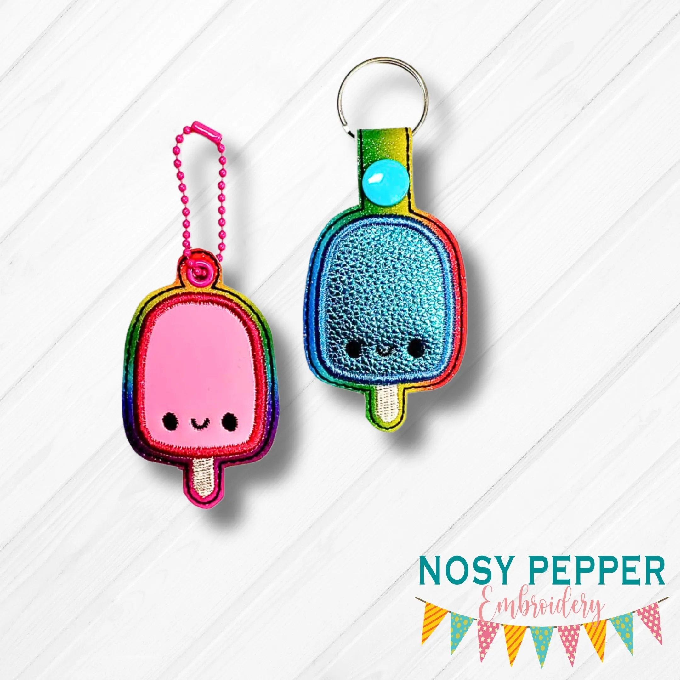 Popsicle Applique eyelet fob and snap tab set (singles and multis included) machine embroidery design DIGITAL DOWNLOAD