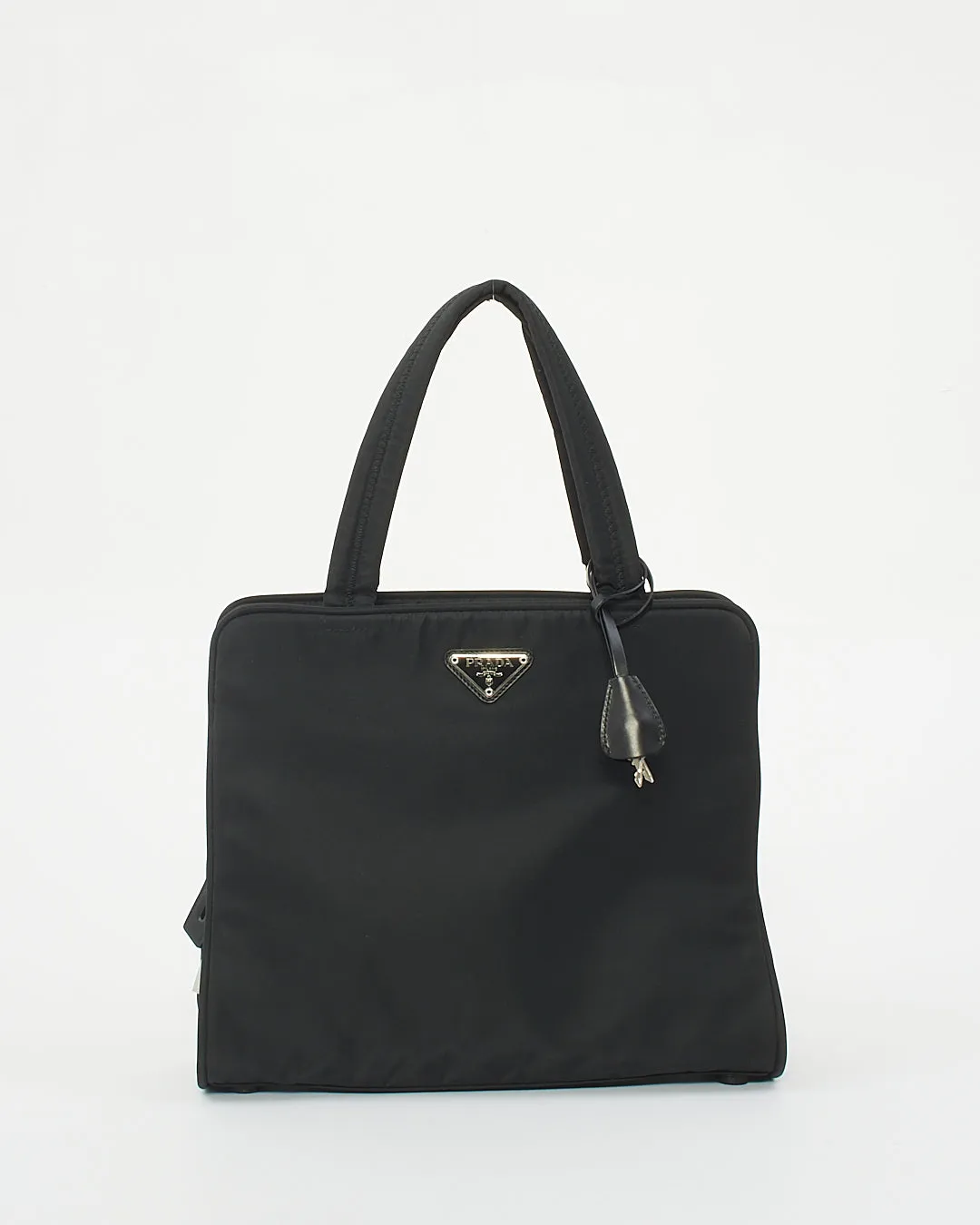 Prada Black Nylon Tessuto Top Handle B8497 Compartment Bag