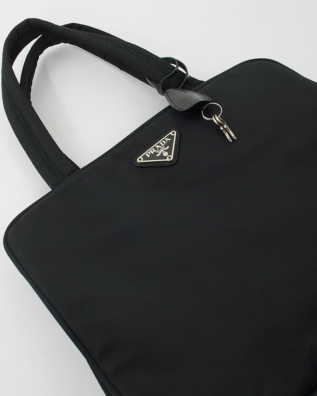 Prada Black Nylon Tessuto Top Handle B8497 Compartment Bag