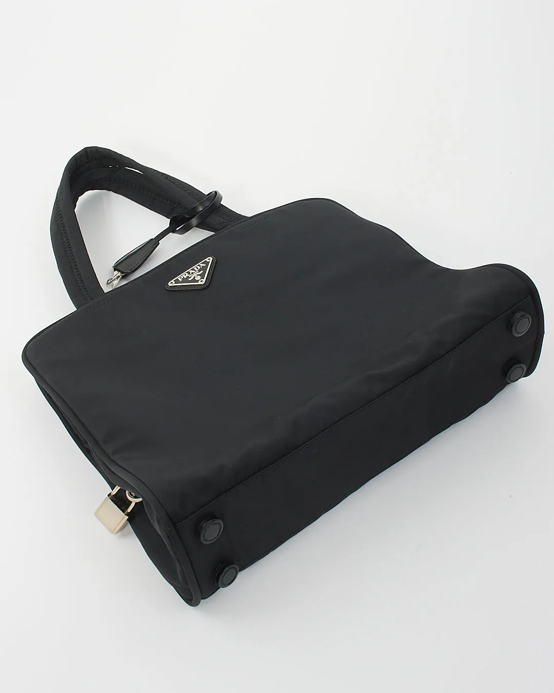 Prada Black Nylon Tessuto Top Handle B8497 Compartment Bag