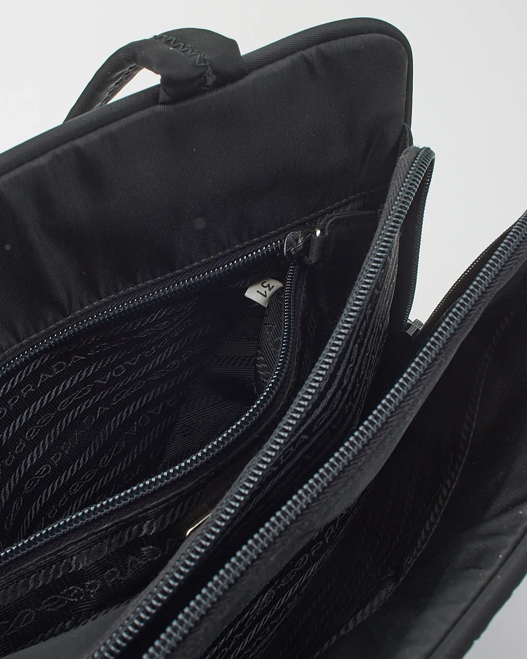 Prada Black Nylon Tessuto Top Handle B8497 Compartment Bag