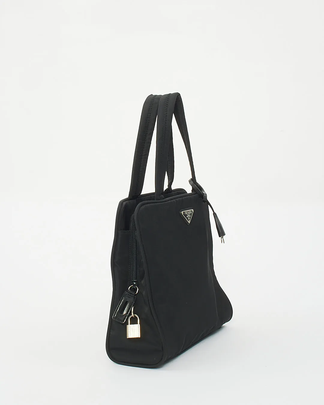 Prada Black Nylon Tessuto Top Handle B8497 Compartment Bag