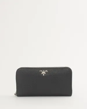 Prada Black Saffiano Leather Zippy Wallet