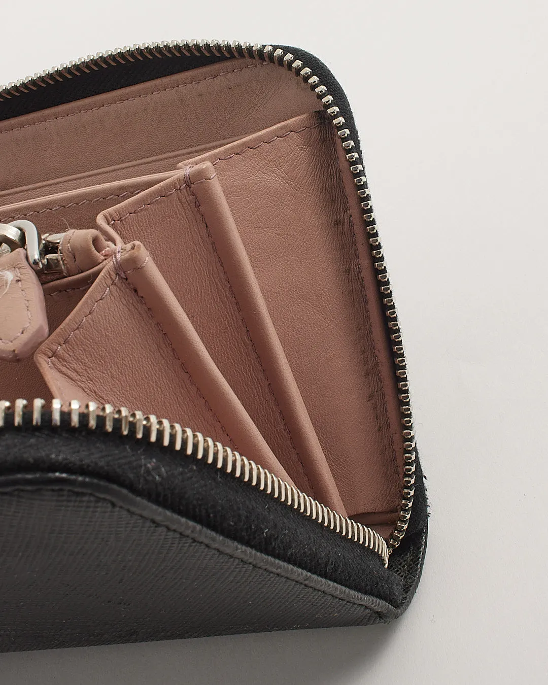 Prada Black Saffiano Leather Zippy Wallet
