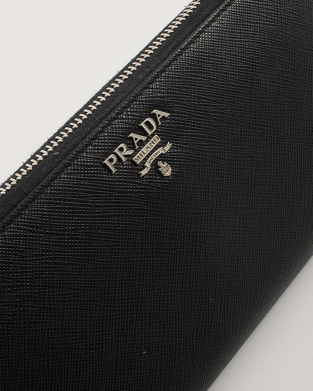 Prada Black Saffiano Leather Zippy Wallet