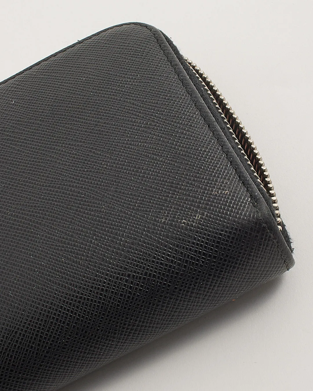 Prada Black Saffiano Leather Zippy Wallet