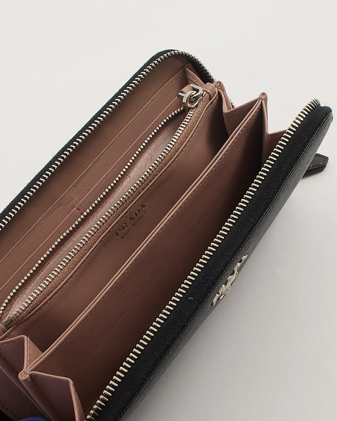 Prada Black Saffiano Leather Zippy Wallet