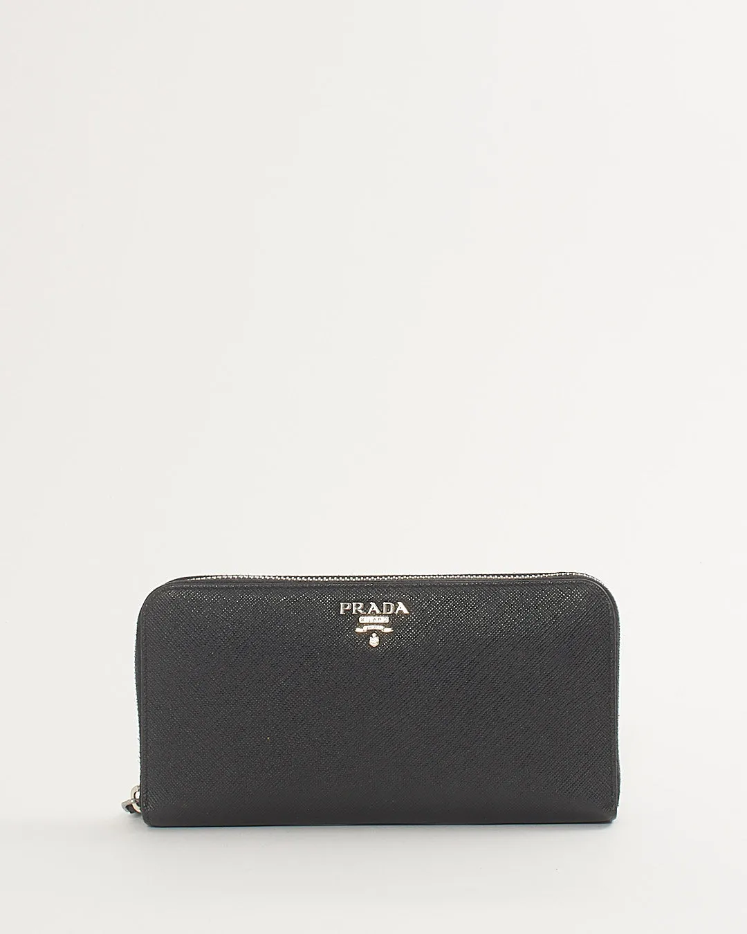 Prada Black Saffiano Leather Zippy Wallet