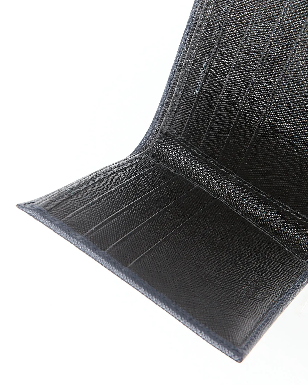 Prada Dark Blue Saffiano Bi Fold Wallet