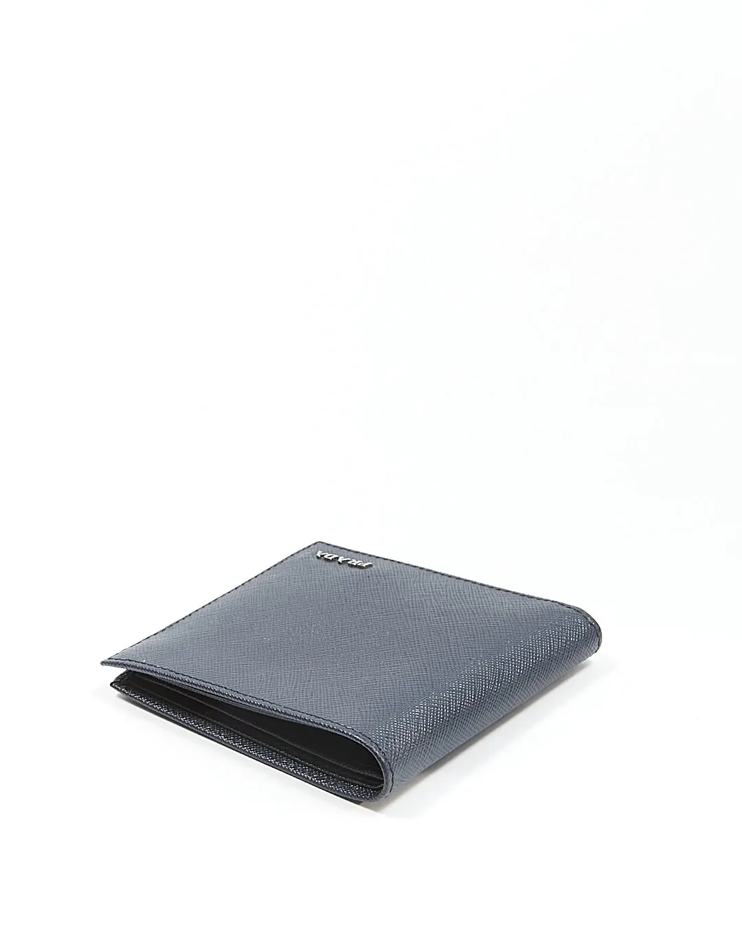 Prada Dark Blue Saffiano Bi Fold Wallet