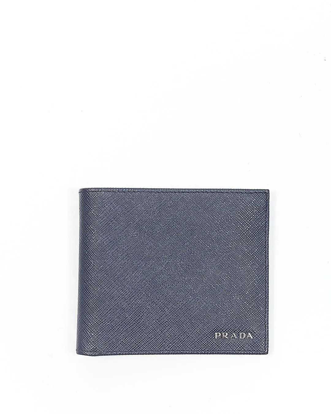Prada Dark Blue Saffiano Bi Fold Wallet