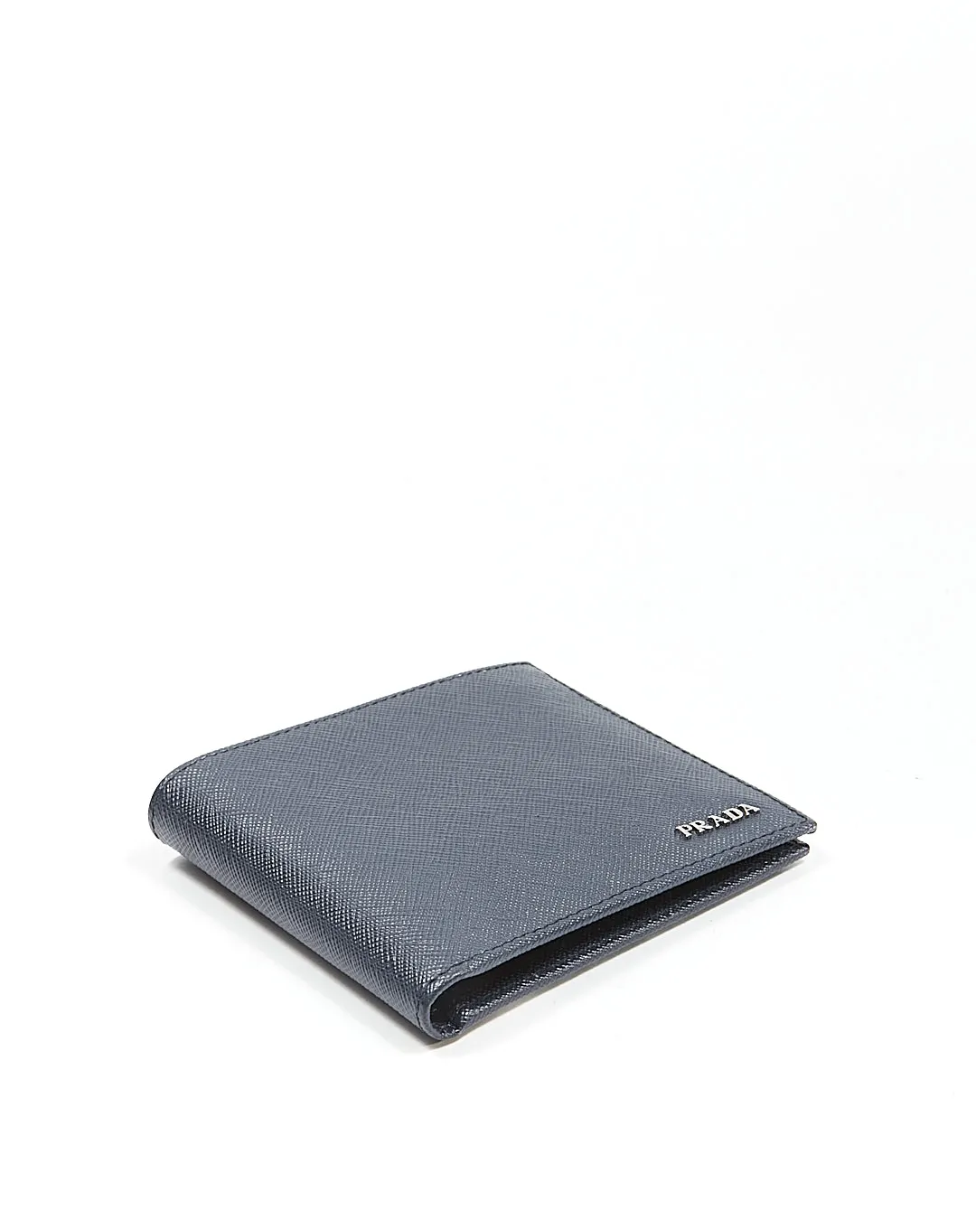 Prada Dark Blue Saffiano Bi Fold Wallet