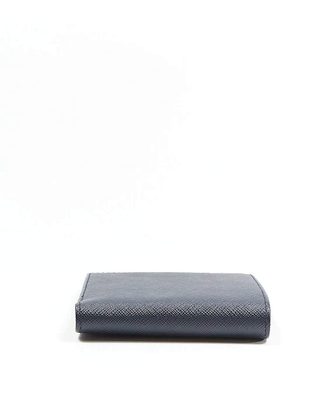 Prada Dark Blue Saffiano Bi Fold Wallet