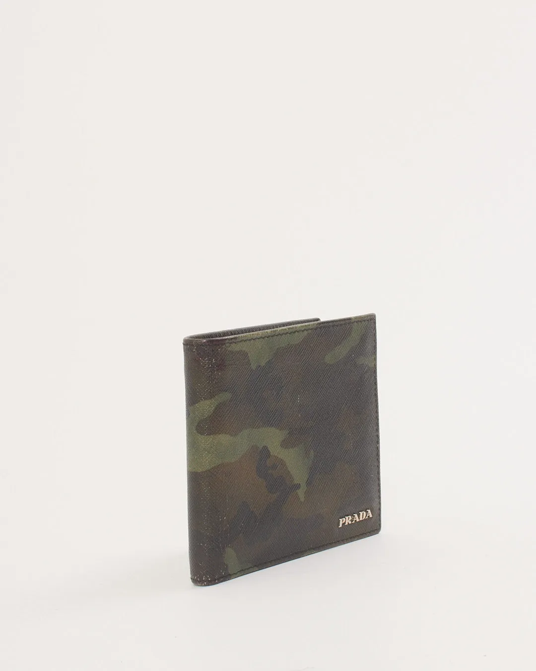 Prada Green Camo Saffiano Leather Bi-Fold Wallet