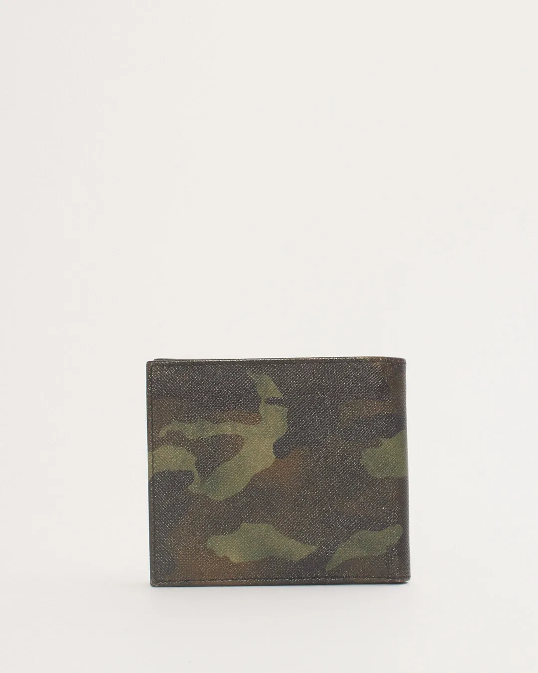 Prada Green Camo Saffiano Leather Bi-Fold Wallet