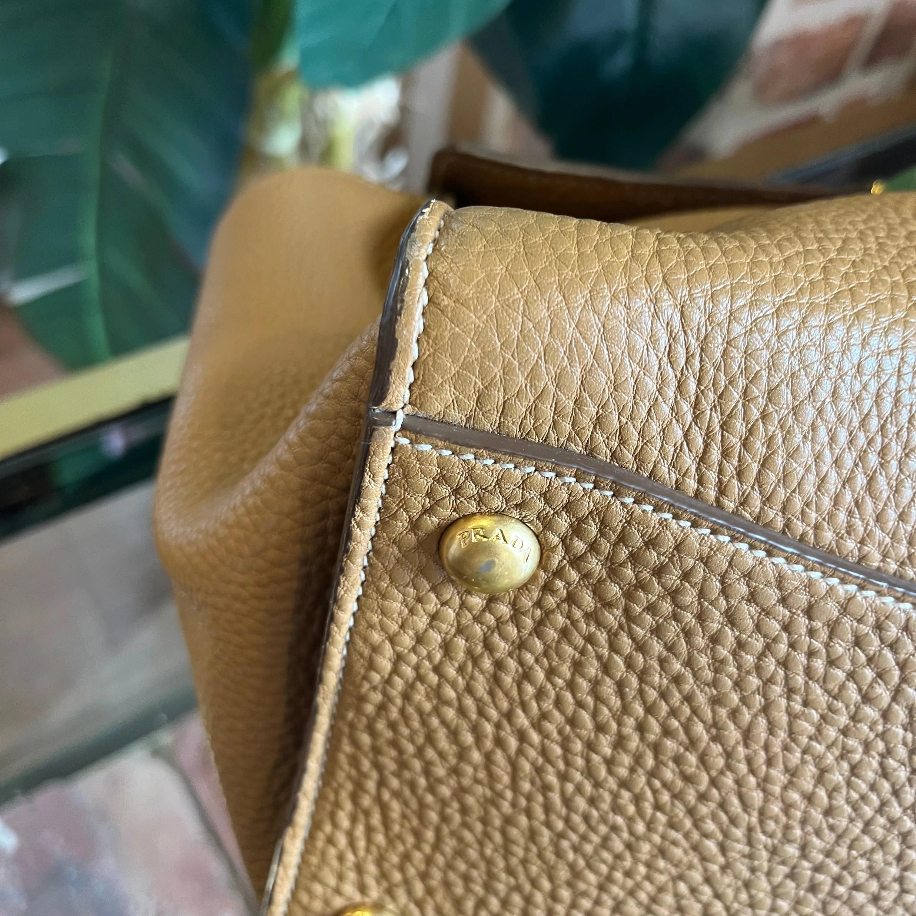 PRADA Sound Brown Vitello Daino Two Way Shoulder Bag TS3907